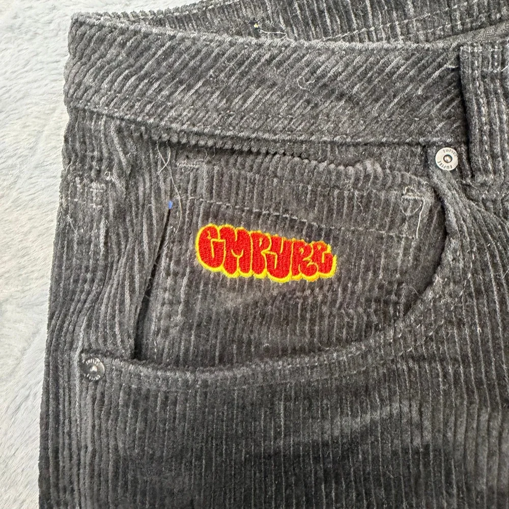 Empyre Corduroy Pants Mens 34 Black Relaxed Fit Baggy Skate Streetwear RN116442